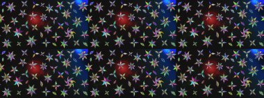 Raster illüstrasyonu. 3D çiçekler, eskiz. Gri ve mavi renklerde.