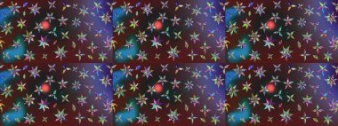 Raster illüstrasyonundaki çiçek desenli çizim. Renkli Bahar Teması eskiz kalıbı. Düz Çiçek Elementleri Tasarımı. Süslü kumaş deseni.