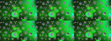 Çiçek desenli eskiz. Gömlek baskısı için çiçek boyası. Yeşil ve mavi renkte çiçekler.