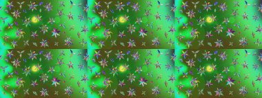 Kumaş, tekstil, duvar kağıdı baskısı için. Tomurcukları çiçek olan sevimli bir çiçek deseni. Raster. Eskiz geçmişi. Eski usul. Raster illüstrasyonu.