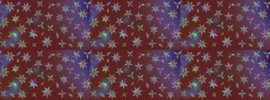 Çiçek desenli çizim. Raster illüstrasyonu. Asya tekstil tarzında. Kahverengi ve mor renkli çiçekler. Raster illüstrasyonu.