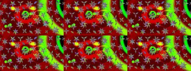 Sevimli çiçek raster deseni. Modaya uygun kumaş deseni. Renkli Yaz Temalı eskiz kalıbı. Düz Çiçek Elementleri Tasarımı.