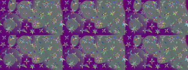 Çiçekli yumuşak bir eskiz şekli. Raster çiçekleri klasik tarzda çizilmiş. Yumuşak, bahar çiçekleri tarafsız ve mor renklerde. Raster illüstrasyonu.