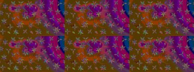 Kahverengi ve mor renkte manzaralı çiçek deseni. Çiçek kompozisyonu, el boyası, hassas şablon. Üst manzara, yumuşak stil. Sevgililer günü ve tebrik kartı konsepti için şık bir davet.