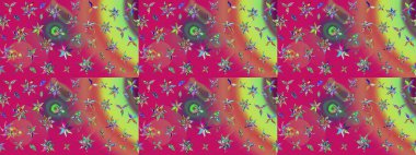 Mor ve pembe renkli şirin çiçek deseni. Raster Modaya uygun kumaş deseni. Renkli Bahar Teması eskiz kalıbı. Düz Çiçek Elementleri Tasarımı.