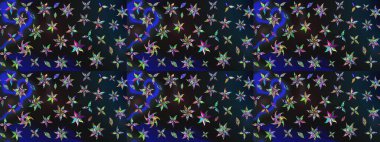 Çiçekli karalama şeklinde Raster çiçek deseni. Gri ve mavi renkte yaz çiçekleri. Raster illüstrasyonu.