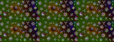 Raster illüstrasyonundaki çiçek desenli çizim. Suluboya tarzında yeşil ve kahverengi renkte çiçekler.