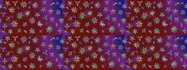 Çiçek desenli eskiz, yaz çiçekleri. Kırmızı ve mor renkte çiçekler. Renkli Bahar Teması eskiz kalıbı. Düz Çiçek Elementleri Tasarımı.