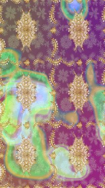 Çiçek desenli altın metal. Raster altın çiçek süsü brokar kumaş ve cam desenli. Tarafsız renkler ve altın elementler. Altın deseni çiz.