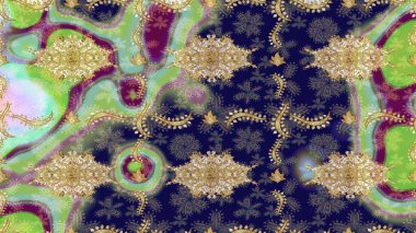 Lüks, kraliyet ve Viktorya dönemi konsepti. Tarafsız renklerde altın element. Süslü raster dekorasyonu. Tarafsız yerine altın rengi barok çiçek deseni..