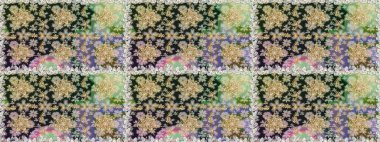 Gri renklerdeki altın elementler. Şık bir grafik desen. Kusursuz raster arka plan. Duvar kâğıdı barok, İspanyol kumaşı. Çiçek deseni.