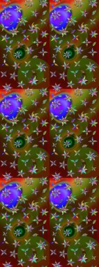 Kahverengi ve yeşil renklerde zarif çiçekli suluboya. Renkli Bahar Teması eskiz kalıbı. Düz Çiçek Elementleri Tasarımı. Raster illüstrasyonu.