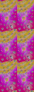 Yapraklı çizim şekli. Şirin, zarif çiçekler Raster illüstrasyonu. Poster ya da kapak için arka plan. Tekstil için figür. Davetiye ve kartpostal tasarımı için dekoratif çiçek unsurları.