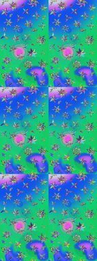 Sketch Floral Pattern in Raster illustration. Fancy fabric pattern. Colour Spring Theme sketch pattern Background. Flat Flower Elements Design.