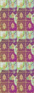 Ortaçağ çiçek desenini çiz. Dekoratif simetri arabesk. Raster illüstrasyonu. Mor renklerde altın. Doğum günü, davetiye ya da afiş için tebrik kartı.