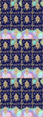 Barok tarzında eskiz oryantal süsü. Mavi renklerdeki altın elementler. Geleneksel klasik Raster altın çizim kalıbı.