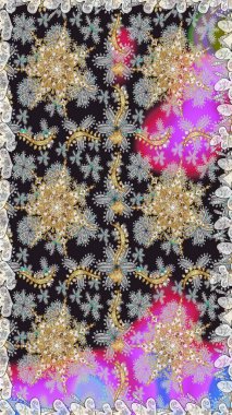 Geleneksel oryantasyon süsü. Kusursuz klasik raster altın desenli. Gri ve nötr renklerde altın elementlerle kusursuz desen. Klasik vintage arkaplan.