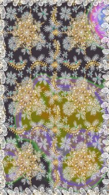 Barok tarzında kusursuz bir doğulu süsü. Gri ve nötr renklerde altın elementlerle geleneksel klasik altın raster deseni.