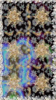 Klasik klasik klasik arka plan. Gri ve siyah renklerde altın elementlerle kusursuz desen. Geleneksel oryantasyon süsü. Kusursuz klasik raster altın desenli.