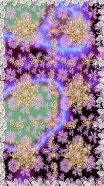 Tarafsız ve bej renklerde altın desenli altın elementler. Çiçek kiremitleri. İslam tasarımı. Raster altın tekstil baskısı. Kusursuz desenli oryantal süs.