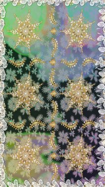 Kusursuz soyut bir arkaplan. Raster illüstrasyonu. Oriental raster klasik gri, nötr ve altın desenli.