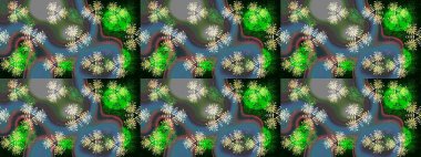 Renkli Bahar Teması eskiz kalıbı. Düz Çiçek Elementleri Tasarımı. Parlak arkaplan eskiz desenli çiçekli fantezi tasarımı.