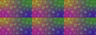 Güzel kumaş deseni. Raster suluboya çiçek deseni, narin çiçekler, mor ve yeşil çiçekler, tebrik kartı şablonu..