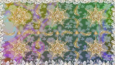 Lüks, kraliyet ve Viktorya dönemi konsepti. Tarafsız ve gri renklerdeki altın desenli altın elementler. Raster klasik barok çiçeksiz altın desenli. Süsleme.