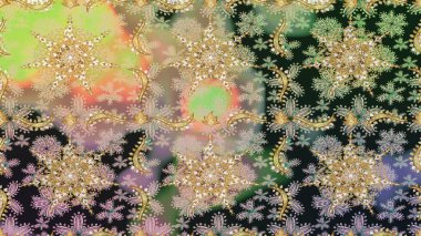 Soyut duvar kâğıdı, ambalaj dekorasyonu. Altın kar taneleri basit, pürüzsüz desen. Gri ve nötr renklerde Raster altın deseni. Kışın sembolü, Mutlu Noel tatili, Mutlu yıllar 2019.