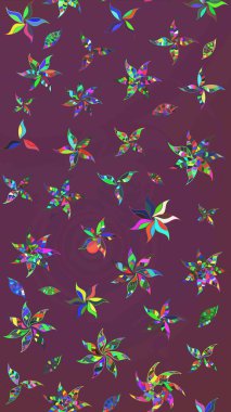 Raster illüstrasyonundaki çiçek desenli çizim. Kahverengi ve mor renkli çiçekler. Renkli Yaz Temalı eskiz kalıbı. Düz Çiçek Elementleri Tasarımı.