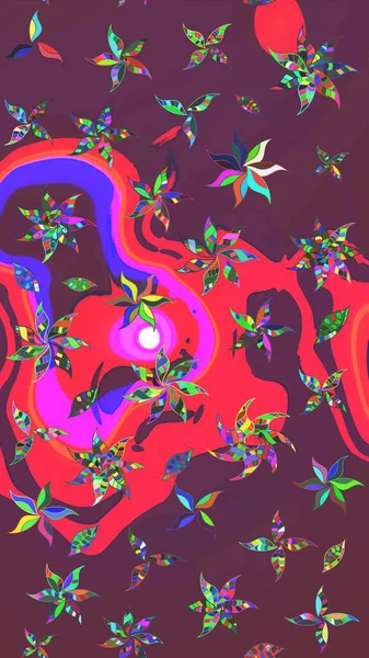 Renkli Bahar Teması eskiz kalıbı. Düz Çiçek Elementleri Tasarımı. Raster..