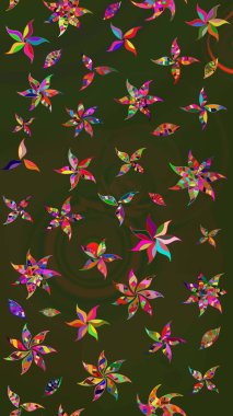 Raster düz çiçek çizim deseni. Yeşil ve gri renkli çiçekler. Tasarım hediye paketi, tebrik kartları, posterler ve afiş tasarımı.