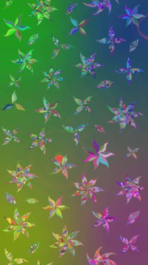 Yeşil ve mavi renkte çiçekler. Nazik, narin çiçek arkaplanı. Raster çiçek desenli ve çiçekli..