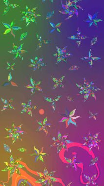 Raster. Düz Çiçek Elementleri Tasarımı. Renkli Bahar Teması çizim şablonu.