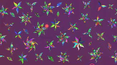 Mor ve yeşil renkli çiçekler. Elle boyanmış suluboya resim çizimi çiçekler ve bitkiler.