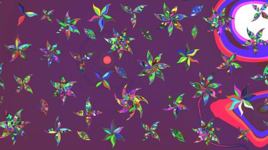 El çizimi. Çiçekli, yapraklı, çiçek desenli eskiz. Raster illüstrasyonu.