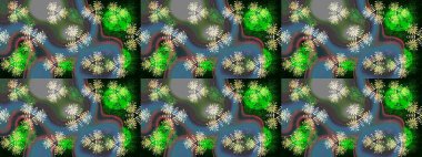 Renkli Bahar Teması eskiz kalıbı. Düz Çiçek Elementleri Tasarımı. Parlak arkaplan eskiz desenli çiçekli fantezi tasarımı.