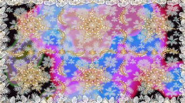 Kusursuz oryantal klasik altın desen. Tarafsız ve gri renkler üzerinde altın tekrarlayan elementler içeren Raster soyut arka planı.