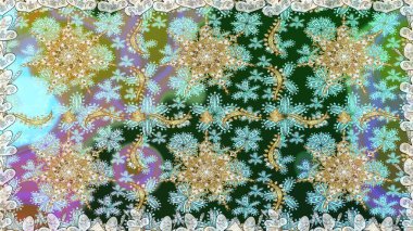 Altın kar taneleri basit, pürüzsüz desen. Tarafsız ve mavi renklerde Raster altın deseni. Kış sembolü, Mutlu Noeller, Mutlu yıllar 2019. Soyut duvar kağıdı, ambalaj dekorasyonu.