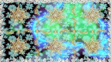 Mavi ve nötr renklerde, altın elementli klasik, pürüzsüz desen. Noel 2019, kar tanesi, yeni yıl.