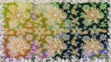 Çiçek süsü kumaş deseni, cam, çiçek desenli metal nötr ve gri renklerde altın elementler. Klasik raster altın pürüzsüz desen.