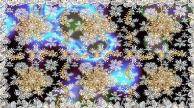 Barok tarzında kusursuz bir doğulu süsü. Gri ve nötr renkler üzerine geleneksel altın pürüzsüz desen.