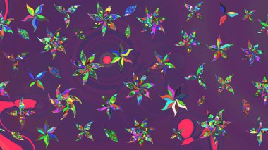 Yumuşak, mor ve mor renkte yaz çiçekleri. Raster illüstrasyonu. Raster çiçek desenli ve çiçekli..