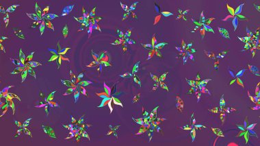 Küçük çiçekteki sevimli çiçek deseni. Birçok mor ve mor soyut çiçekli tropikal çizim deseni. Varicolopurple ve Violet Raster çizimi.