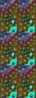 Karşılama ya da düğün geçmişi olarak kullanılabilir. Yeşil ve kahverengi lale çiçekleriyle Raster eskiz deseni. Doğal kozmetik ürünleri, parfüm, çiçekçi dükkanı için bahar ihalesi tasarımı. Paket kağıdı için en iyisi..