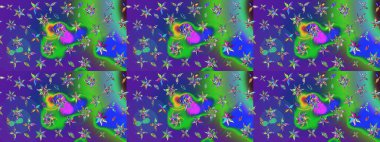 Düz Çiçek Elementleri Tasarımı. Raster illüstrasyonundaki çiçek desenli çizim. Renkli Bahar Teması eskiz kalıbı. Süslü kumaş deseni.