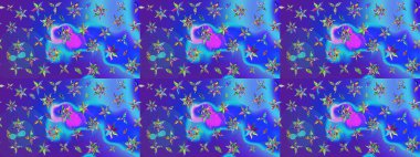 Renkli Bahar Teması eskiz kalıbı. Mavi ve mor renkli çiçekler. Düz Çiçek Elementleri Tasarım Raster illüstrasyonu. Çiçek eskiz kalıbı geçmişi.