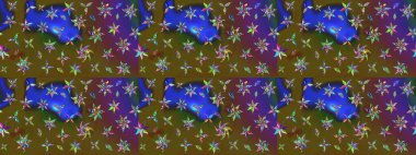 Raster Çiçek İllüstrasyonu güzel tekstil. Yeşil ve kahverengi renkli etnik çiçeklerle zarif eskiz deseni.