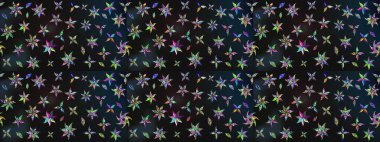 Parlak renkli çiçekleri ve gri ve mavi renkli yaprakları olan harika bir çiçek deseni. Moda baskıları için zarif bir şablon. Modern çiçek arkaplanı. Halk stili.