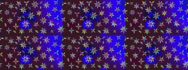 Soyut çiçek çizim kalıbı arka planı. Raster deseni. Raster illüstrasyonu. Kahverengi ve mavi renklerde. Küçük çiçekte sevimli çiçek deseni var..